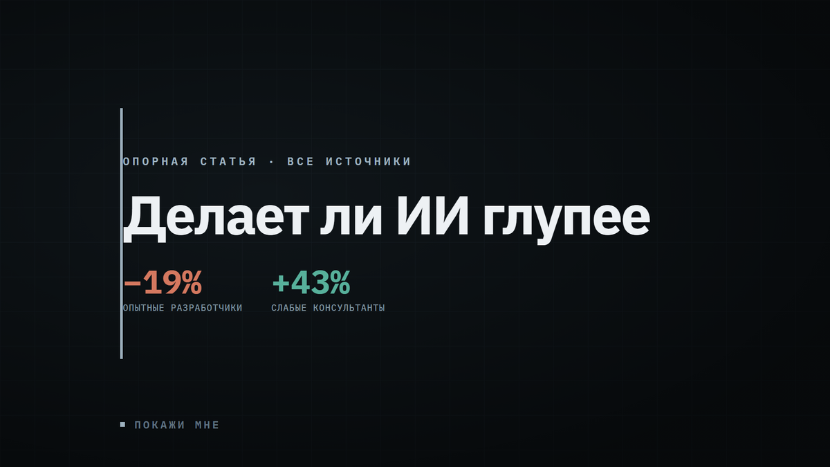 Все исследования о влиянии ИИ на мышление в одном месте: измерения, источники и честная граница того, что вообще известно.